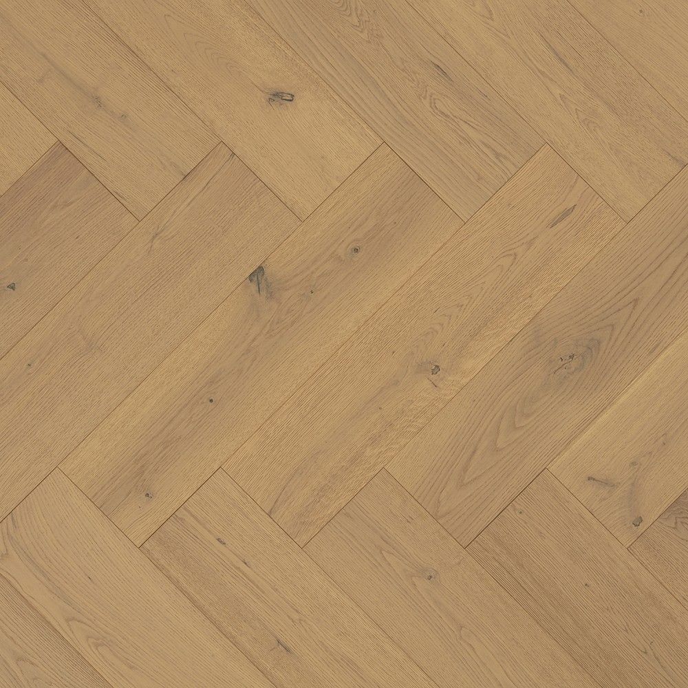 Heartwood Oak Herringbone Creme Brushed and Matt Lacquered